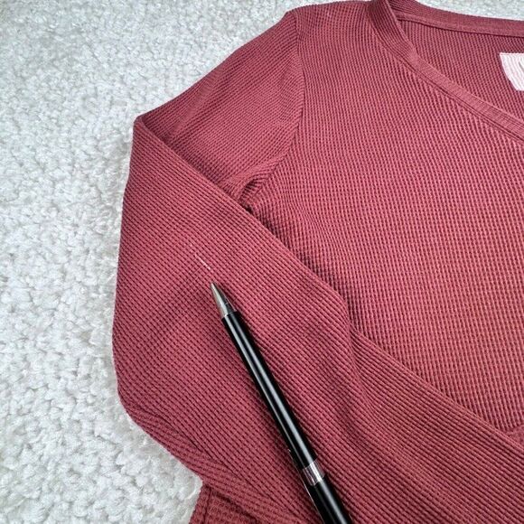 Anthropologie Maeve Eliza Thermal Knit Henley Pink - Picture 6 of 9